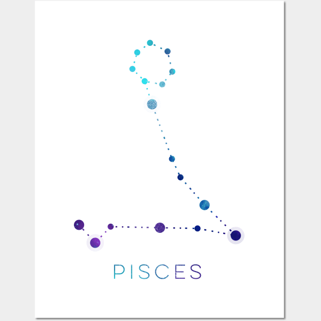 PISCES STAR CONSTELLATION ZODIAC SIGN Wall Art by deificusArt